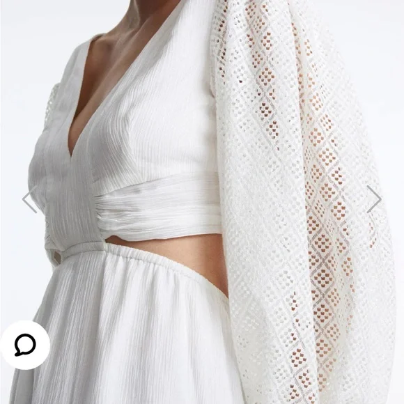 NWT Urban Revivo White Cut Out Ruffle Hem Dress - size Small - Picture 4 of 7